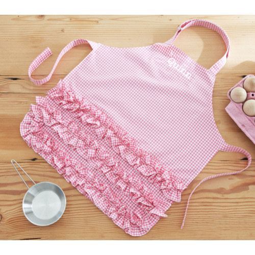 Pink Ruffle Gingham Apron