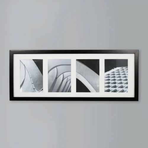 5" X 7" Thin Collage 4 Photos Frame Black - Threshold™: Modern Wall Decor, Mdf Material, Glass Window