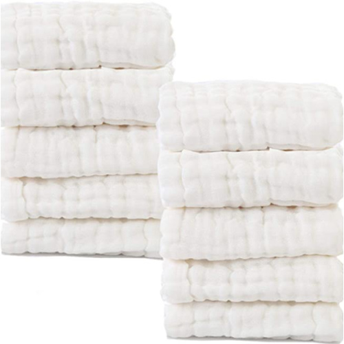 Organic and All Natural Muslin Cotton 6 Layer Washcloths (Set of 5)