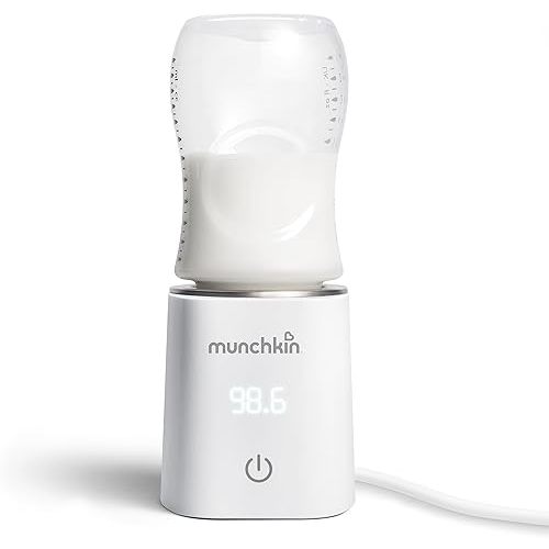 Munchkin 98° Digital Bottle Warmer (Plug-in) with Four Adapters - Fits Most Baby Bottles, White, 1 Count (Pack of 1)