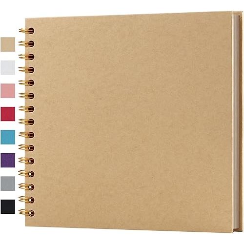 potricher 8 x 8 Inch DIY Scrapbook Album 40 Pages Hardcover Kraft Paper Scrap Book Photo Albums Memory Book for Wedding and Anniversary Family (Yellow, 8 Inch)