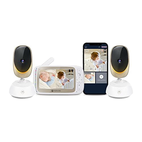 Motorola Nursery VM85-2 Connect WiFi 2-Camera Baby Monitor, 1000ft Range, 2-Way Audio, 720p, Remote Pan-Tilt-Zoom, Lullabies, Night Vision, Mood Light