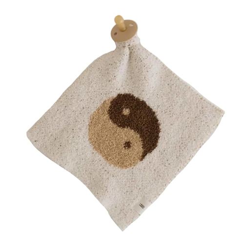Forever French Baby | Lovey | Pacifier Holder | Lovey Gifts | Boy & Girl | Ideal for Age 0 Months & Up | Microfiber Feather Yarn (Brown Sugar Yin Yang)