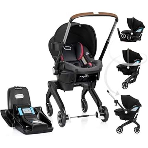 Evenflo Shyft DualRide Infant Car Seat and Stroller Combo w/Carryall Storage (Sylva Pink)
