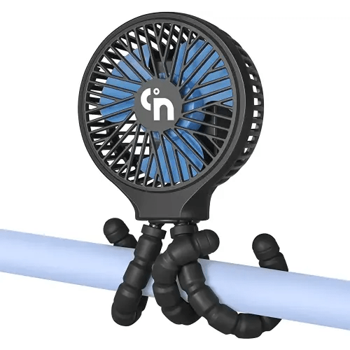 WiHoo Mini Handheld Stroller Fan,Personal Portable Fan Car Seat Baby Fan with Flexible Tripod Fix on Stroller,USB or Battery Operated Desk Fan Adjustable 3 Speeds for Travel Treadmill Golf Cart
