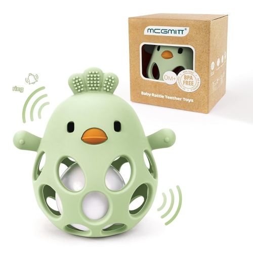 MCGMITT Baby Teething Toys for 3-6 Months, Easy Grasp Silicone Infant Rattle Teether Toy for 0-12 Months, BPA-Free Food Grade Baby Montessori Sensory Toys, Soft Infant Chew Toys for Teething Relief