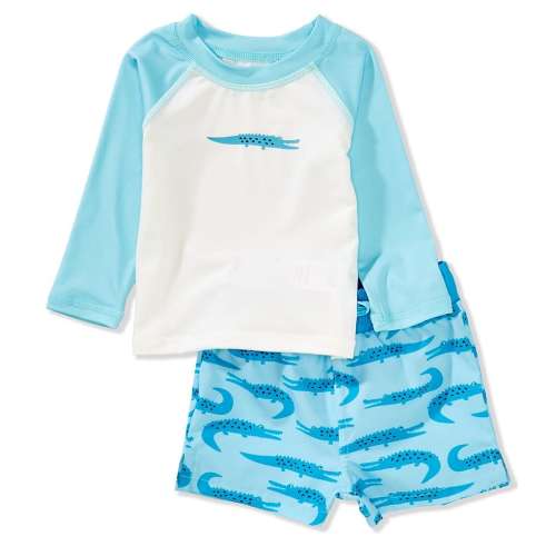 Adventurewear 360 Baby Boys 3-24 Months Rashgaurd & Crocodlie Swim Trunks Set