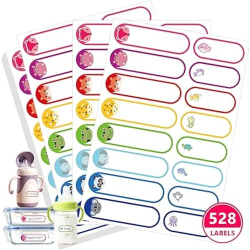 528 Pcs Baby Bottle Labels for Daycare Essentials, Tinabless Waterproof Baby Name Label, Washable Bottle Labels, Reusable Self-Adhesive Tag Stickers for School Essentials, Self-Laminating Write-on