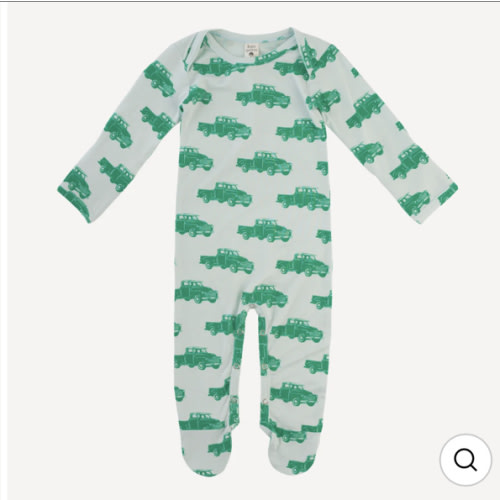 long sleeve lap neck footie | holly green picnic truck | bamboo