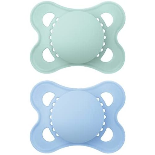 MAM Original Matte Baby Pacifier, Nipple Shape Helps Promote Healthy Oral Development, Sterilizer Case, Boy , 0-6 Months (Pack of 2)