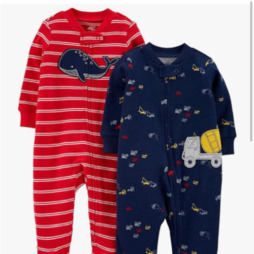 Simple Joys by Carter's Baby Boys' 2-Way Zip Thermal Footed Sleep and Play, Pack of 2