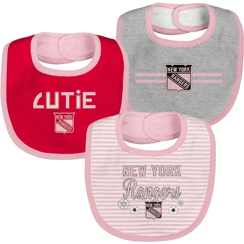 Outerstuff NHL Unisex Baby Fair Catch 3 Piece Pink Drooler Set, One Size