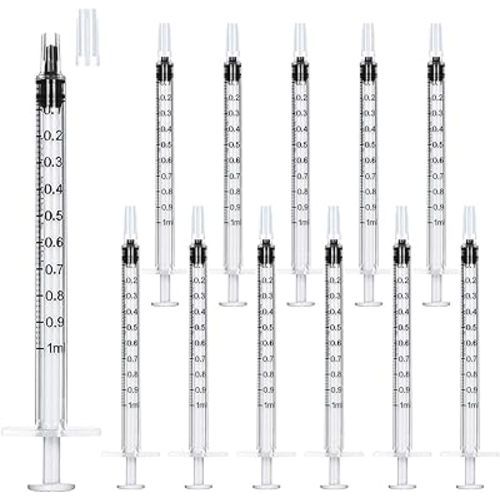 1 ml Syringe Without Needle, Syringe for Liquid with Cap, Oral, Scientific Labs, Measurement, Pack of 12