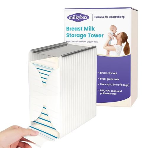 Freeze Organizer for Breast Milk Storage Bags, Container Storing First-in First-Out System with Tray for Freezing Breastmilk to Feed Baby, Reusable and Breastfeeding Essentials