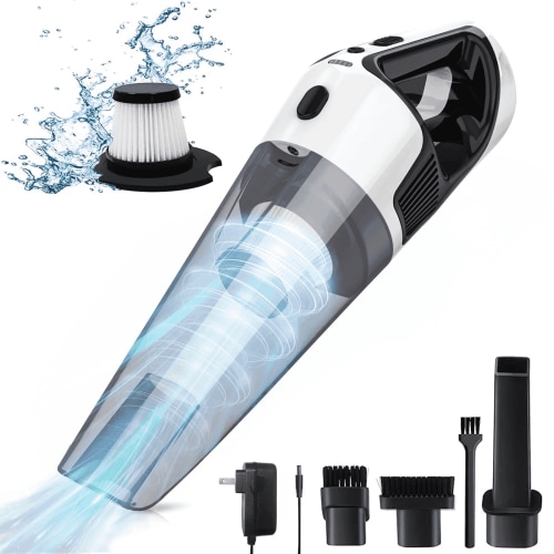 NEXPOW Handheld Vacuum Cordless, 10000Pa Strong Suction Car Vacuum Cleaner with LED Light & Charger, Wet and Dry Handheld Vacuum for Home, Car and More