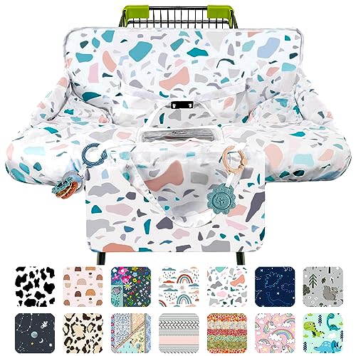 Polovillae Shopping Cart Cover for Baby 2-in-1 High Chair Cover with Safety Harness Multifunctional White Spots Pattern Cart Covers for Babies Soft Padded Grocery Cart Cover for Baby Boy Girl