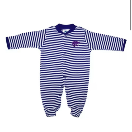 Baby PURPLE K-State Wildcats Striped Footed Loungewear One Piece Pajamas