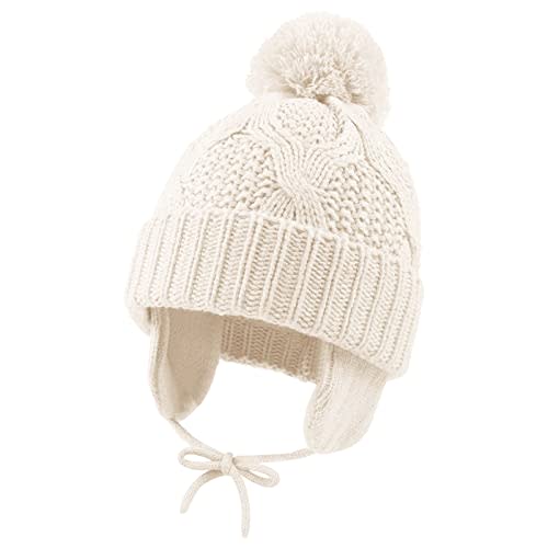 Baby Boys Winter Hat Infant Girls Hats with Pompom Toddler Knitted Earflaps Beanie Warm Fleece Kids Beanies