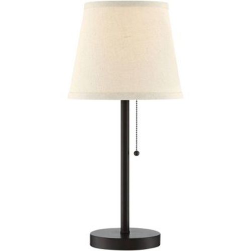 360 Lighting Modern Desk Table Lamp with Hotel Style USB and AC Power Outlet in Base 20" High Bronze Metal Oatmeal Drum Shade for Bedroom Office