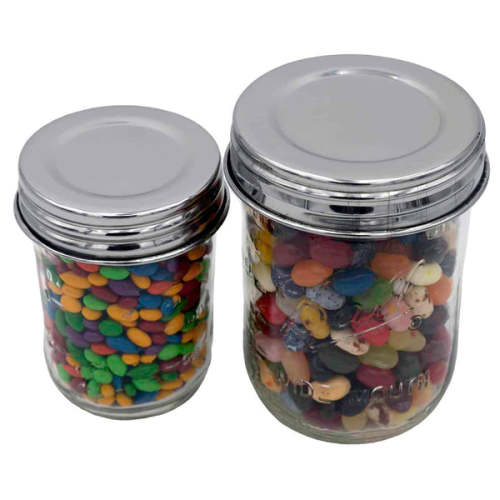 Stainless Steel Storage Lids with Leak-Proof Silicone Liners for Mason Jars 5 Pack