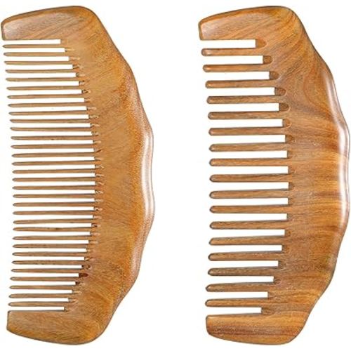 2 Pack Wooden Comb Wooden Labor Comb for Women Natural Birthing Combs Labor and Delivery Essentials Pregnancy Gift Wide Tooth for Curly Hair Fine Tooth for Beard for Pregnant Women
