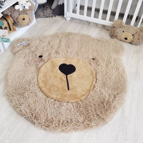 Custom Woodland Bear Nursery Rug - Soft Fluffy Adventure Themed Baby Room Decor, Cute Personalized Bear Rug Gift