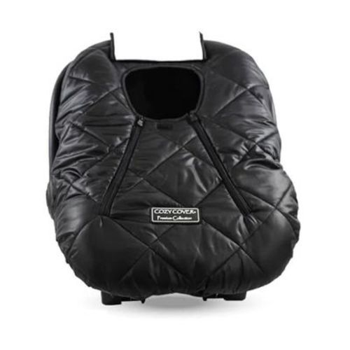 Cozybaby Premium Baby And Infant Insulated Polar Fleece Car Seat Cover With Dual Zippers, Elastic Edge, And Pull Over Flap, Black