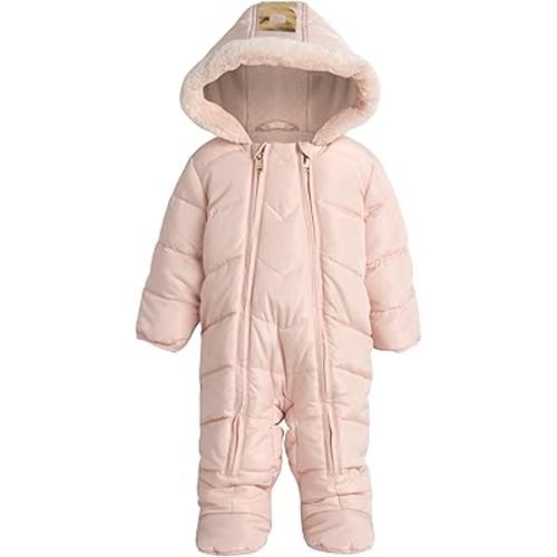 DKNY Baby Girls' Snowsuit - Fleece Lined Hooded Winter Pram - Outerwear Snow Coat for Toddlers & Babies (Infant Sizes: 0-24M)
