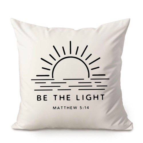Be The Light Decorative Throw Pillow Matthew 5:14 Bible Verse Gift Religious Faith Pillow Case Christian Self Love Gift Sister Gift Family c Decor Bedroom Cushion Gift, 18x18 inches
