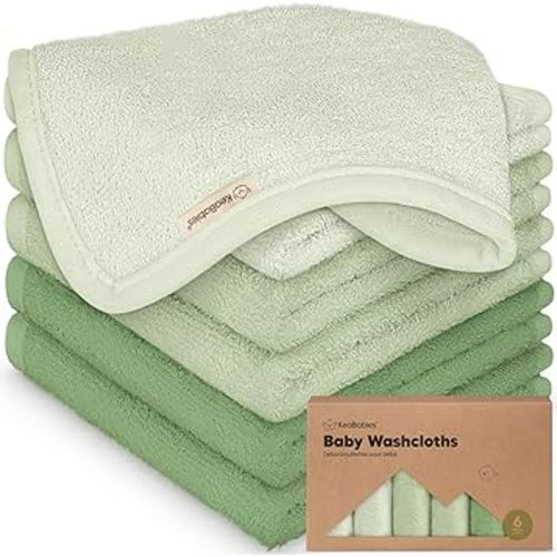 6-Pack Baby Washcloths - Soft Viscose from Bamboo Washcloth, Baby Wash Cloths for Newborn, Kids, Bath Baby Towels, Face Towel, Face Cloths for Washing Face (Verde)
