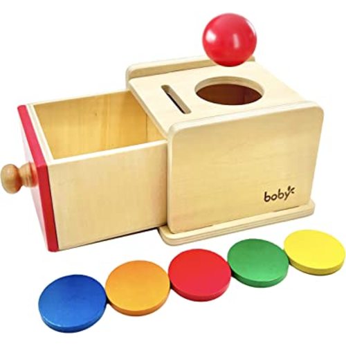 Dailyfunn Montessori Toys Coin&Ball 2-in-1 Drop Box Object Permanence Box for Infant Baby Preschooler 6-24 Months