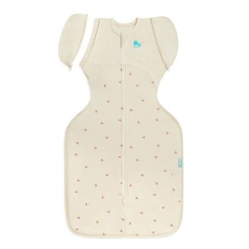 Love to Dream Swaddle Up Transition Bag -Cotton Fleece 1.5 TOG Oat Twigs - Large: Zip-Off Sleeves, Botanical Pattern, Inverted Zipper