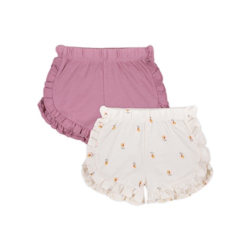 Little Star Organic Baby Girl 2Pk Ruffle Shorts, Polignac, Size 3-6M