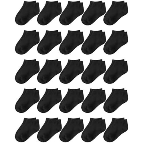Glooarm 25 Pairs Toddler Socks, Kids Low Cut Ankle Socks Half Cushion Athletic Socks for Boys Girls 1-14 Years