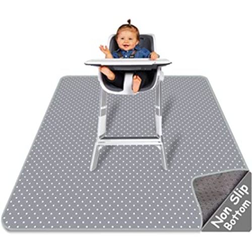 Splat Mat for Under High Chair - Splash Mat | Large 51" x 46" Size | Washable & Water Resistant | Avoid Messes | Multiple Uses | Easy to Wipe | Quick Drying - Comes w/Carrying case for Floor & Table