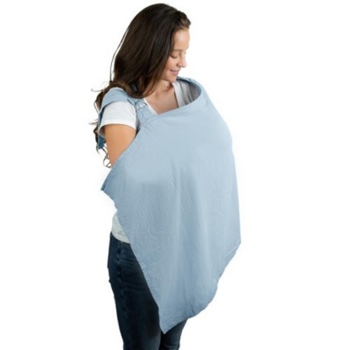 Muslin Nursing Cover for Baby Breastfeeding, Soft & Breathable Breastfeeding Cover by Comfy Cubs, Color: Sky blue