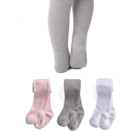 EPEIUS Baby Tights Baby Girls Non-Slip Plain/Ribbed Leggings Seamless Cotton Stockings Pantyhose Newborn Infant Toddler