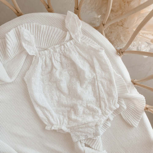 Daisy Broderie Romper, 3-6