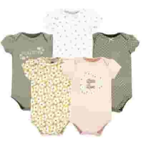 Hudson Baby Short Sleeve Bodysuits, 5-Pack, Newborn- 24 Months