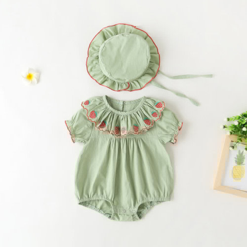 Baby Strawberry Bodysuit with Hat