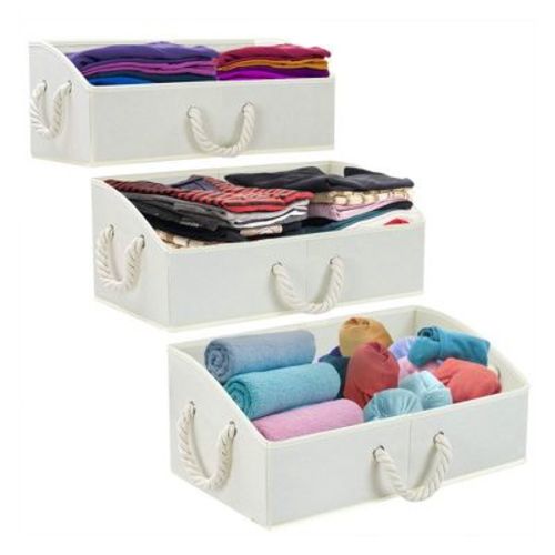 Sorbus 3 Pack Trapezoid Storage Box - Fabric Storage Baskets, Foldable Closet Organizer