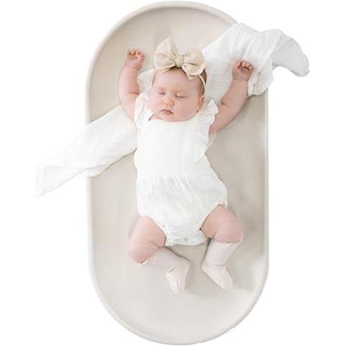 Toddlekind Premium Foam Changing Pad – Hygienic, BPA-Free, Water-Resistant, and Easy to Clean – Soft, Skin-Like PU Foam Mat with Ergonomic Design – Fits Standard Changing Tables (31.5"x16.9"), Beige