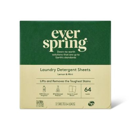 Lemon & Mint Laundry Detergent Sheets - 64 Loads - Everspring™