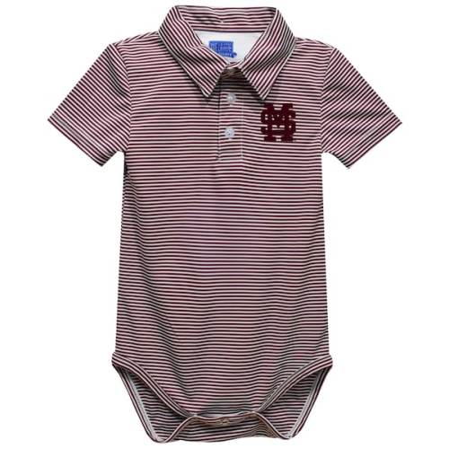 Mississippi State Bulldogs Vive La Fete Infant Polo Pencil Stripe Bodysuit - Maroon