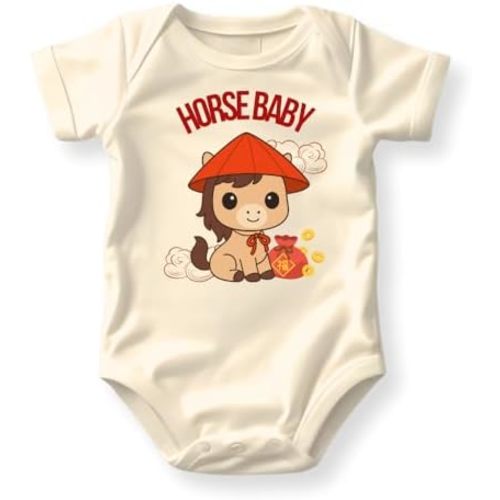 Horse Baby Bodysuit, Baby Horse Outfit for Newborn Clothes, Lunar New Year 2026 Zodiac