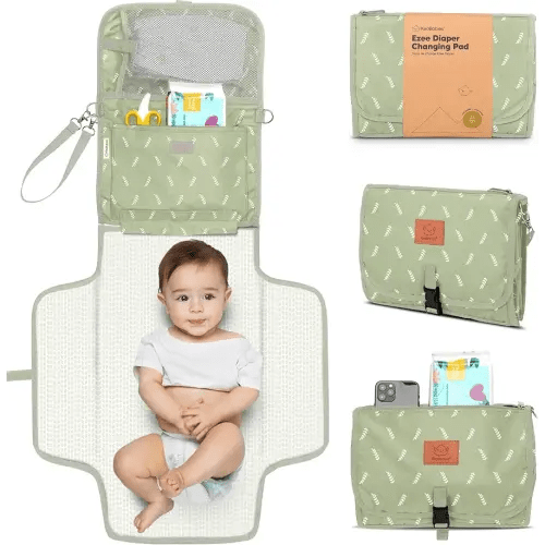 KeaBabies Portable Diaper Changing Pad - Large Waterproof Baby Changing Mat, Compact Travel Diaper Clutch, Functional Pockets Fit Newborn Essentials, Wipeable & Padded Baby Changer (Acacia)