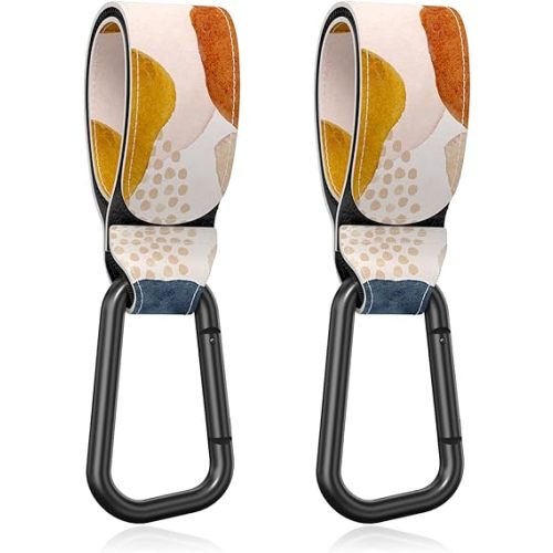 Baby Stroller Hooks for Hanging Bags, Universal Stroller Clips Accessories, Mommy Hook for Diaper Bag, Shopping Cart, Purse, Backpack - 2 Pack, Abstract Spots
