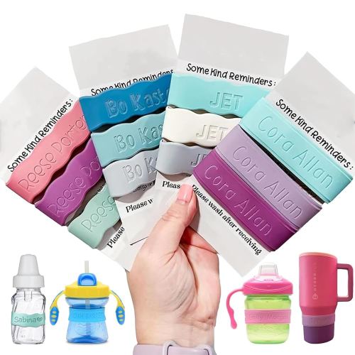 3 Piece Personalized Water Bottle Labels Baby Bottle Labels Straw Cup Labels Back to School Labels Non-Slip Elastic Reusable For Boys and Girls Kindergarten School Summer Camps and more