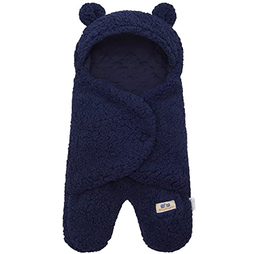 BlueSnail Newborn Receiving Blanket Baby Sleeping Wrap Swaddle(0-3M, 8-13lbs,Navy)