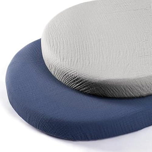 Muslin Bassinet Sheets for Baby Boy Girl,Breathable Baby Bassinet Sheets Fitted for Bassinet,Oval Rectangle,Hourglass,Bassinet Mattress/Pad,Soft Cotton 2 Pack